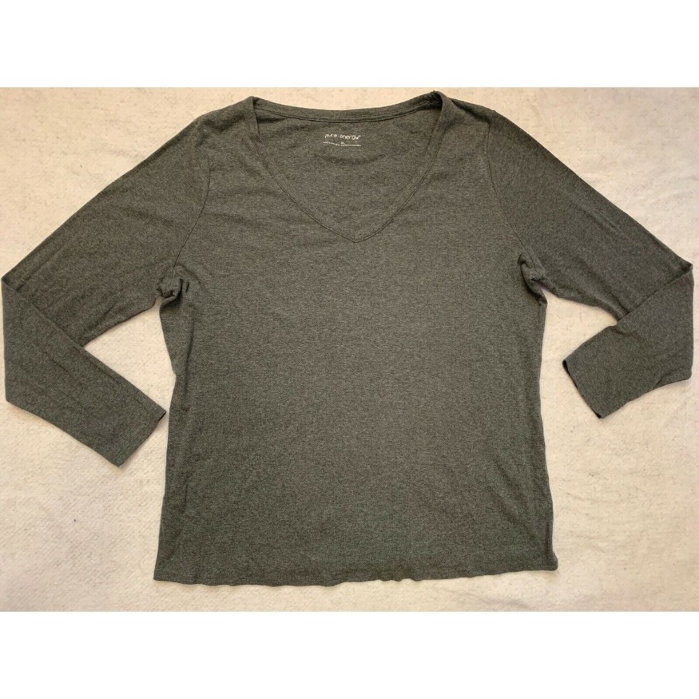 Pure Energy Womens Soft Shirt Gray  Size 2X V-Neck